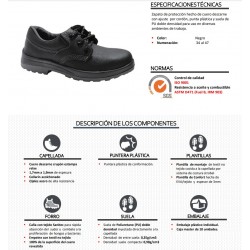 Zapato SLE. de Cuero Negro Punta Plástica 