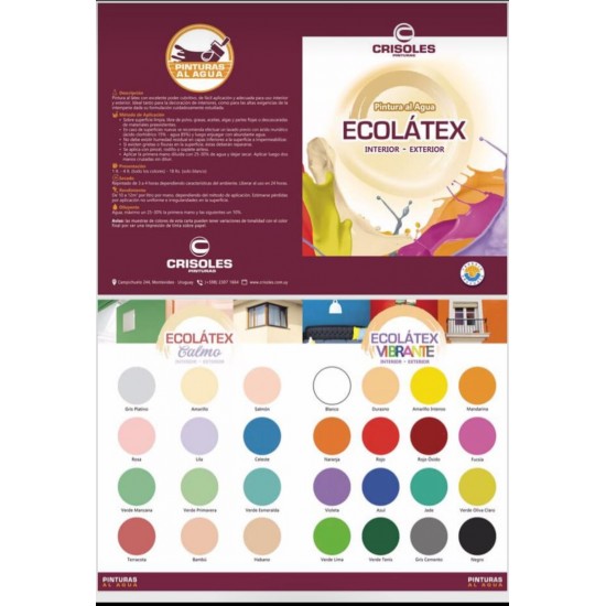 Pintura Látex Interior-Exterior "Ecolatex" 4 LT