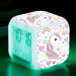Reloj Despertador Unicornio Cambia de Color