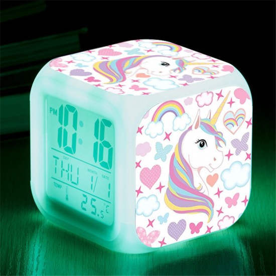 Reloj Despertador Unicornio Cambia de Color