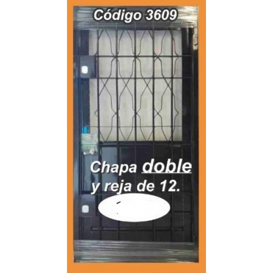 Puerta de Chapa Doble Modelo 3609 con Reja 12