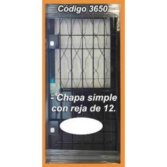 Puerta de Chapa Modelo 3650 con Reja de 12