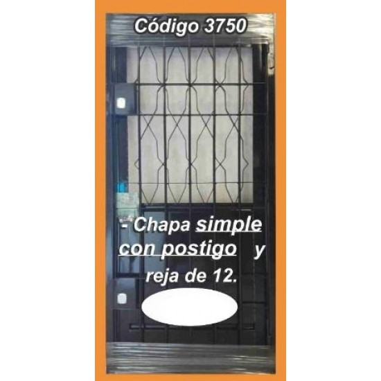 Puerta de Chapa Modelo 3750 con Reja de 12 
